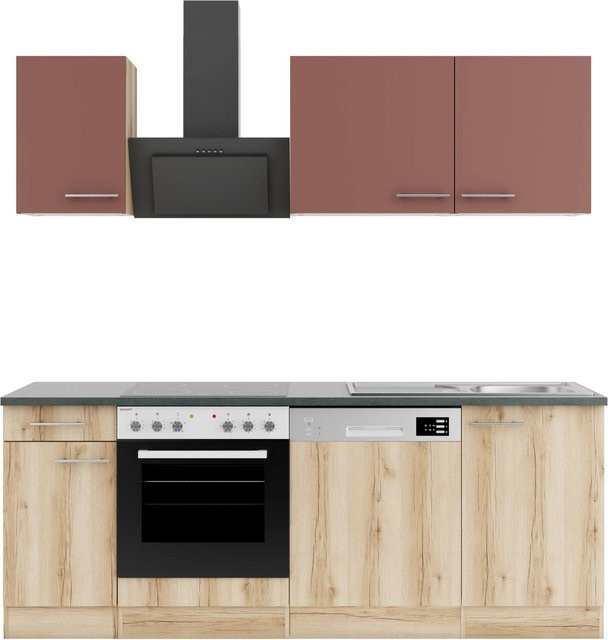 Optifit Küchenzeile KPBL 2179OE-9+ in Rostrot und Wildeiche mit Breite: 210 cm - Bild 1