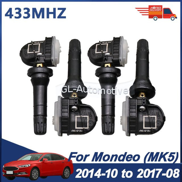 4er-Set GANGLE Reifendrucksensor TPMS 433MHz für Ford Mondeo MK5 2014-2017, Farbe: Schwarz, Ersatz für EV6T-1A180-CB EV6T-1A180-CC EV6T-1A180-CE - Bild 1