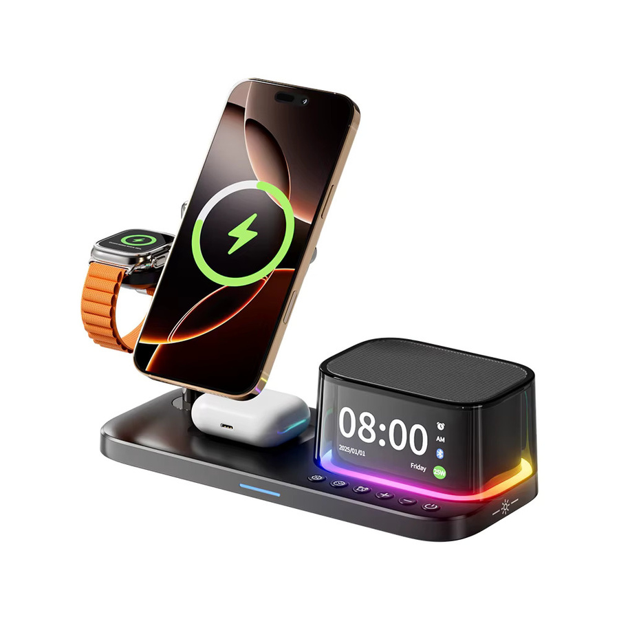 HAAYOT Magnetische kabellose Ladestation mit QI2.2 25 W für iPhone 17 16 Pro Max, Galaxy S25 S26, Apple & Galaxy Watch sowie AirPods und Buds, Schwarz - Bild 6