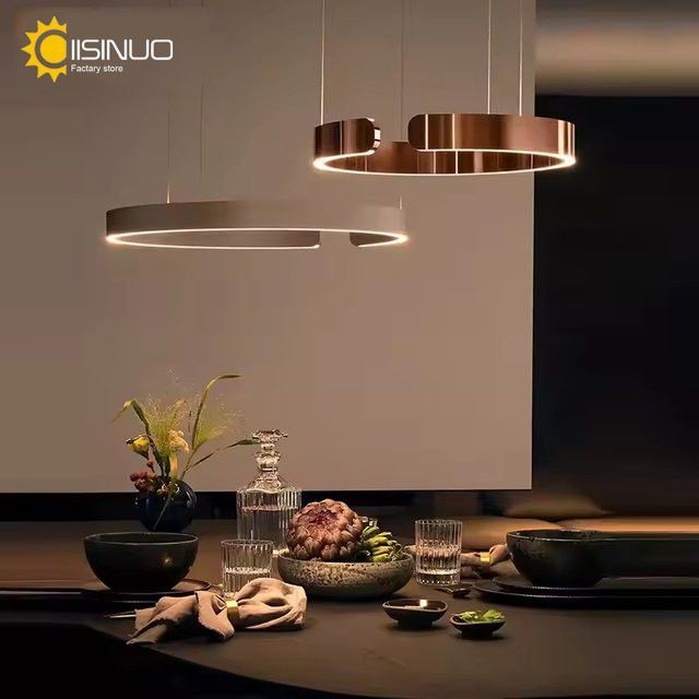 Minimalistische LED Pendelleuchte IISINUO in Schwarz und Gold, dimmbar - Bild 1