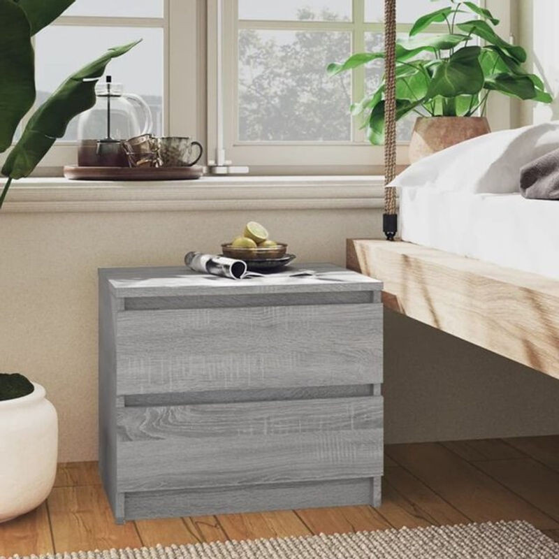 Modern minimalistischer Nachttisch aus Holzwerkstoff von Vidaxl in Grau, B/T/H: 50 x 39 x 43,5 cm - Bild 1