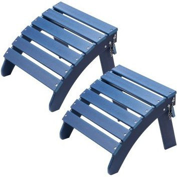 VEVOR 2er-Set Adirondack Ottoman aus HDPE-Kunststoff, klappbare Fußstütze für Gartenstühle, Blau, B/T/H: 47,5 x 48,0 x 35,0 cm - Bild 1