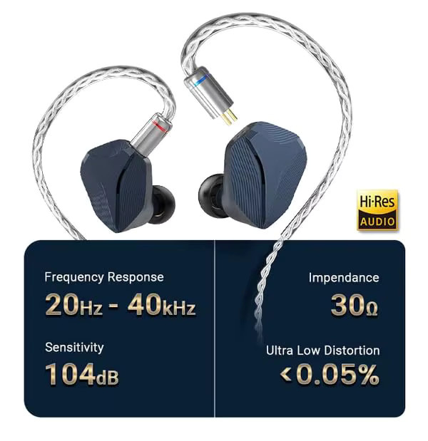 Hidizs MP145 In-Ear-Monitor mit 14,5 mm Planar-Magnettreiber, HiFi-Kopfhörer in Silber mit abnehmbarem 2-Pin-OFC-Kabel - Bild 3
