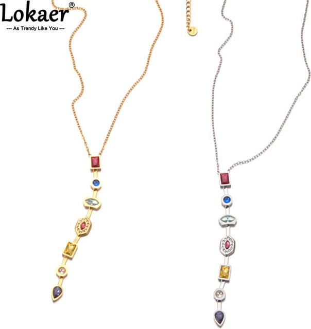 Lokaer Halskette Edelstahl, Y-förmig, Quaste, Bunt, Zirkonia, Damen - Bild 1