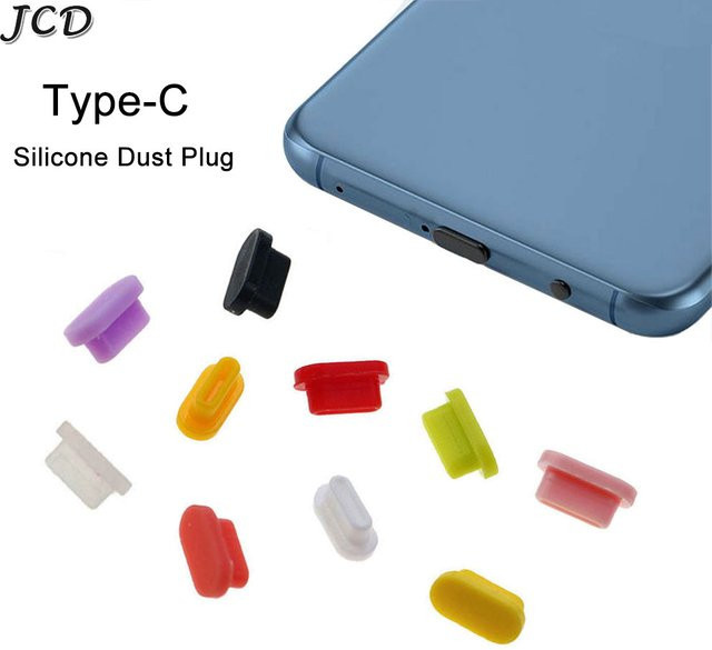 JCD 10 Stück USB-C Staubschutz Silikonhülle für Smartphone-Ladeanschlüsse in Orange - Bild 1