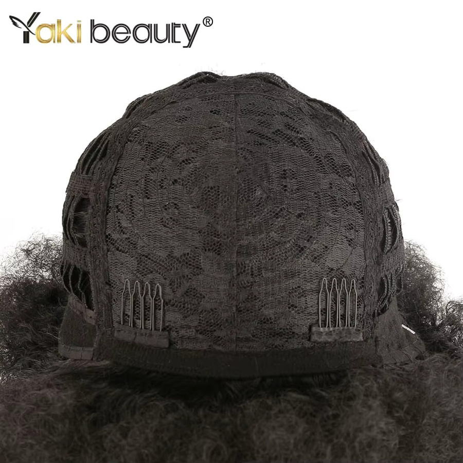 YAKIBEAUTY Afro-Perücke, synthetisch, lockig mit Pony, braun-schwarz, Damen - Bild 5