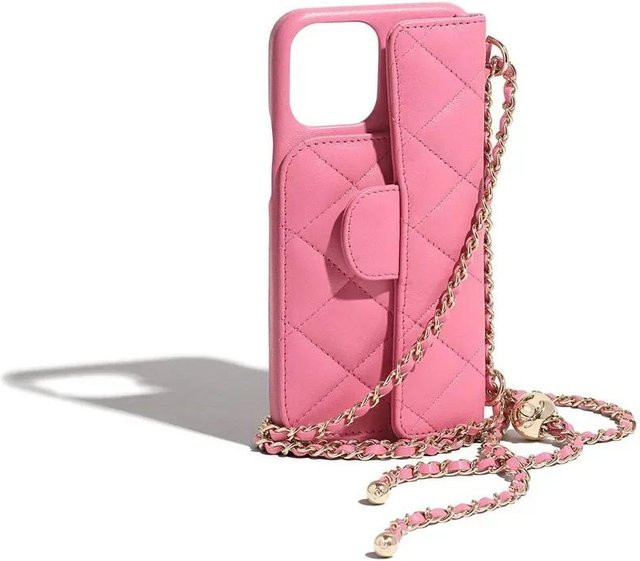 Verstellbare Umhängetasche aus Leder als Brieftasche mit Kartenhalter für Apple iPhone 16 Plus 15 14 13 12 11 Pro Max in Pink - Bild 1