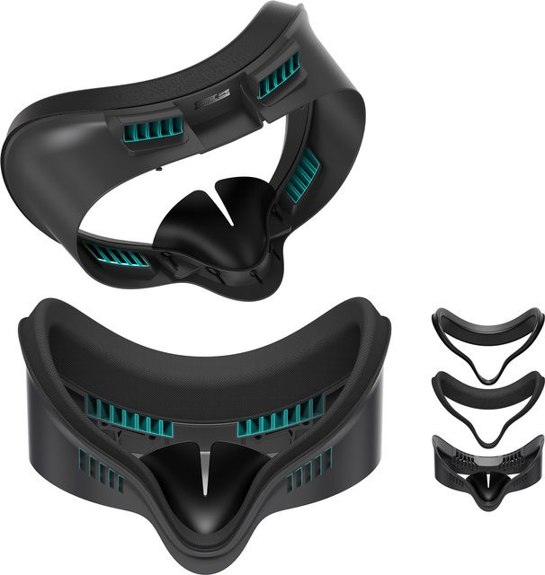 DEVASO Upgrade Gesichtspolster-Abdeckung und Gesichtsschnittstelle für Meta Quest 3S aus weichem PU-Leder und Eisseide-Baumwolle, Schwarz - Bild 1