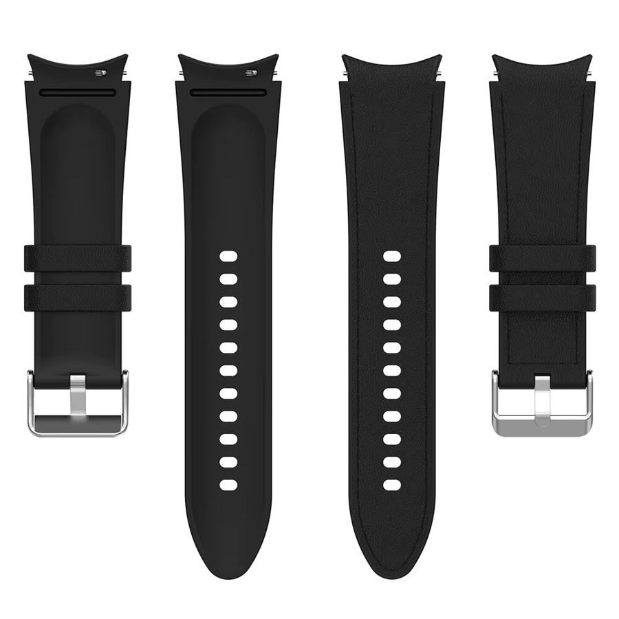 CAOWTAN Uhrenarmband Silikon, Leder, Edelstahl, Schwarz, für Samsung Galaxy Watch 6 5 Pro 4 44mm 40mm 47mm 43mm 46mm - Bild 3