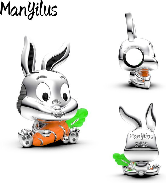 Manyilus Charm Carrot Bunny, 925 Silber, Anhänger - Bild 1