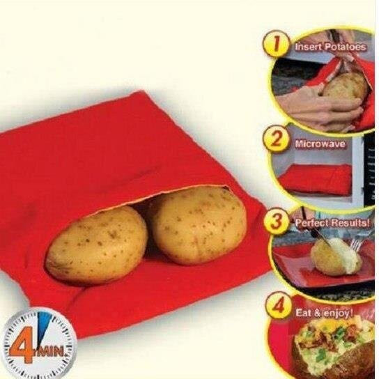 STEL ORA Waschbarer Kochbeutel für Kartoffeln in Rot zur schnellen Mikrowellen-Zubereitung - Bild 1