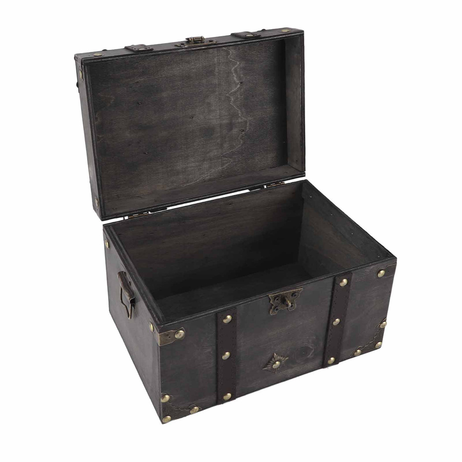 KaiSai Vintage Holzkiste Dekorative Schatztruhe mit Schloss in Schwarz - Bild 2