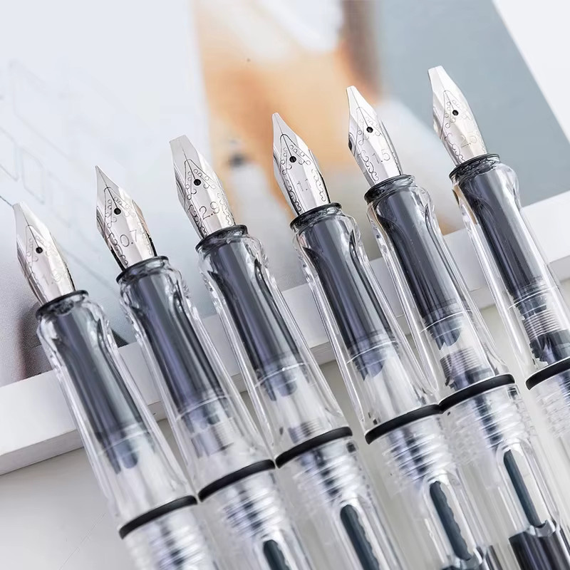 6er Set Kalligraphie Stifte mit flacher Spitze für Gothic, Tibetisch und Arabisch, inklusive schwarzer Tinte und transparenten Kunststoffgehäusen - Bild 2