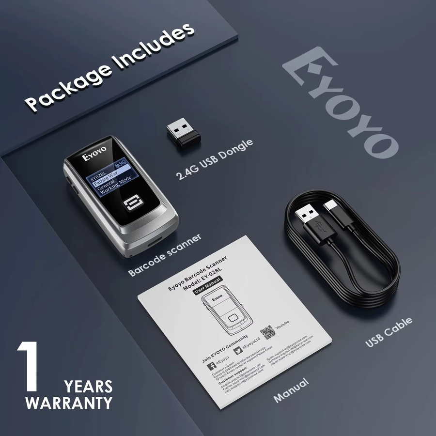 Eyoyo EY-028P Mini Bluetooth QR-Code-Scanner mit LCD-Display, tragbarer kabelloser 1D und 2D Barcode-Scanner für Bibliothek und Lager, kompatibel mit iPhone, iPad, Android, iOS und Laptop - Bild 6
