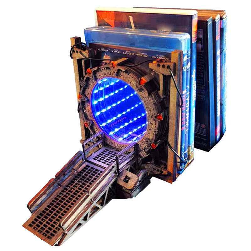 Portal Holz-DIY-Buchstützen mit LED-Licht und Galaxie-Design in Mehrfarbig - Bild 2