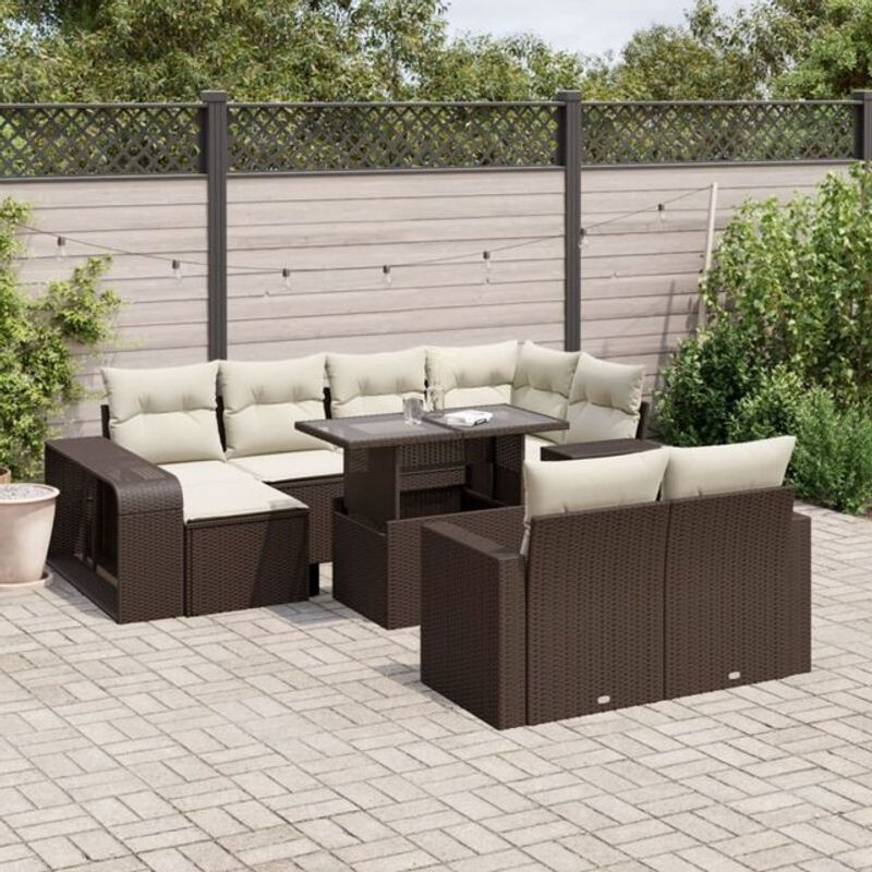 Vidaxl 11-tlg. Garten-Sofagarnitur aus Polyrattan mit Kissen in Braun - Bild 1