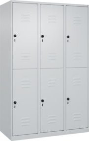 C+P Doppelstock-Spind Classic PLUS mit 3 Abteilen in Grau, Stahl, mit Sicherheits-Drehriegel und Garderobenstange, H x B x T: 185 x 120 x 50 cm - Bild 1