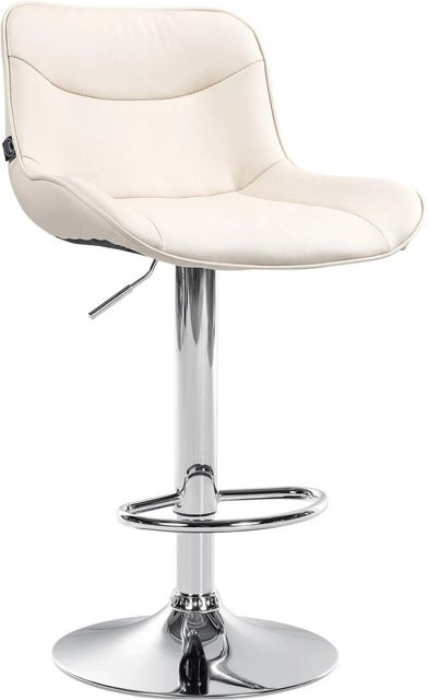 DELUKE Barhocker TAMPA mit Lehne in Creme aus Kunstleder und Chrom - Bild 1