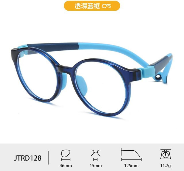 Bai Fen Bai Electronic 3C Kinderbrille, Rund, Vollrand, Blau, Transparent - Bild 1