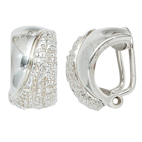Colfem Ohrclips, 925 Sterling Silber, rhodiniert, gehämmert - Bild 1