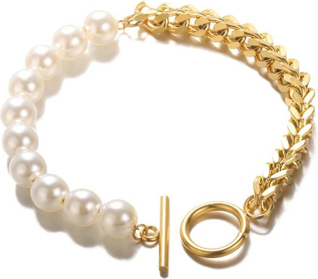 Love Home Garden Armband, Edelstahl, Gold, Perle, Herz Anhänger, Damen - Bild 1