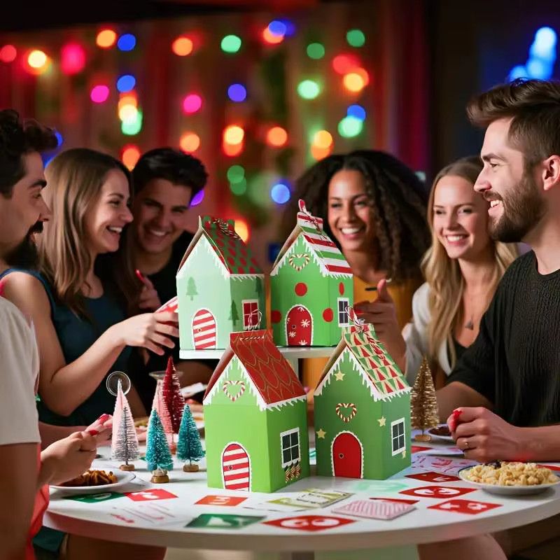12er Set ZQNYCY Weihnachts Geschenkboxen in Hausform, Multicolor, ideal für Süßigkeiten und Cookies zur Weihnachtsdekoration - Bild 2