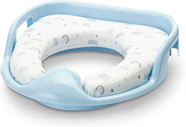 Lorelli Toilettensitz mit Handgriffen und gepolstertem Sitzkissen inklusive Spritzschutz in Hellblau - Bild 1