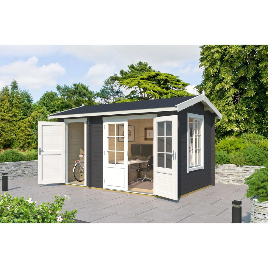 Holz-Gartenhaus Lasita Wrexham mit Satteldach in Carbongrau lasiert, B/H/T: 430 x 250,8 x 283,5 cm - Bild 3