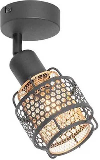 QAZQA Design-Deckenleuchte Noud in Schwarz und Gold aus Stahl mit E14 Fassung und dimmbarer Funktion - Bild 1