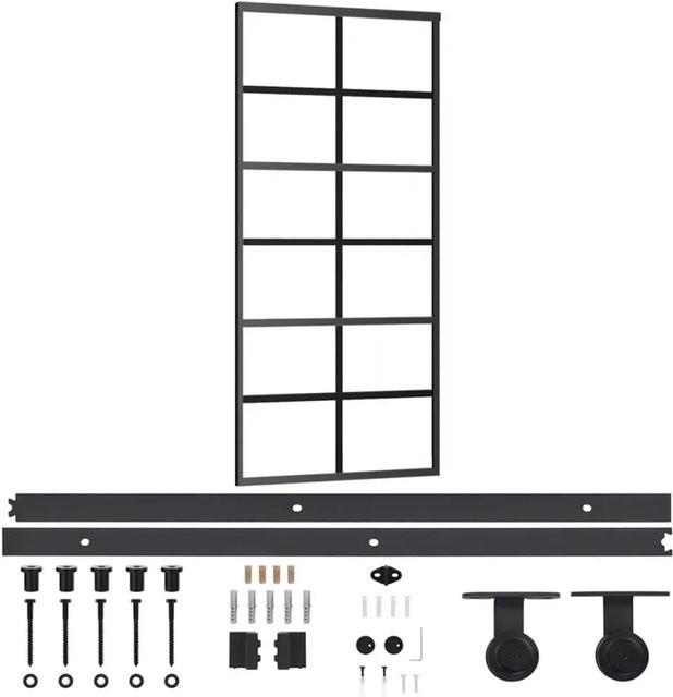 vidaXL Schiebetür aus ESG-Glas und Aluminium in Schwarz, B/H: 90 x 205 cm - Bild 1