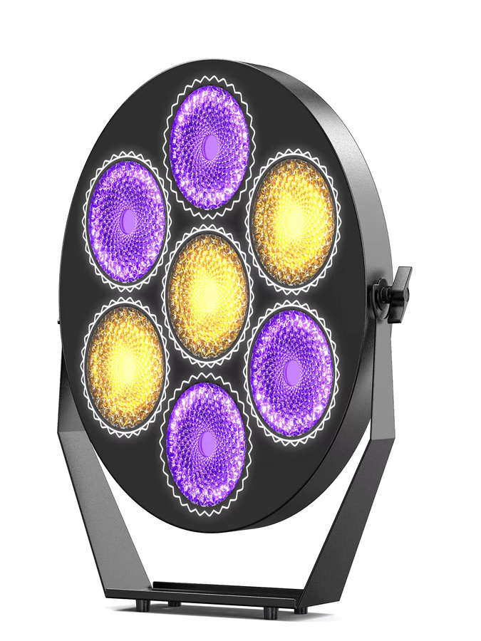 U'King RGB LED Retro Bühnenlicht in Gold/Messing mit 7x50W, DMX512 Strobe Effekt Lineares Vintagelicht für DJ, Disco und Show - Bild 6