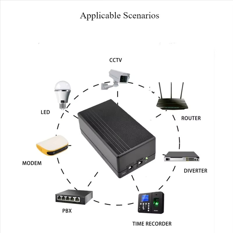 YTBNA Mini UPS 12V 2A 44,4Wh Unterbrechungsfreie Stromversorgung in Schwarz für Router und CCTV - Bild 2