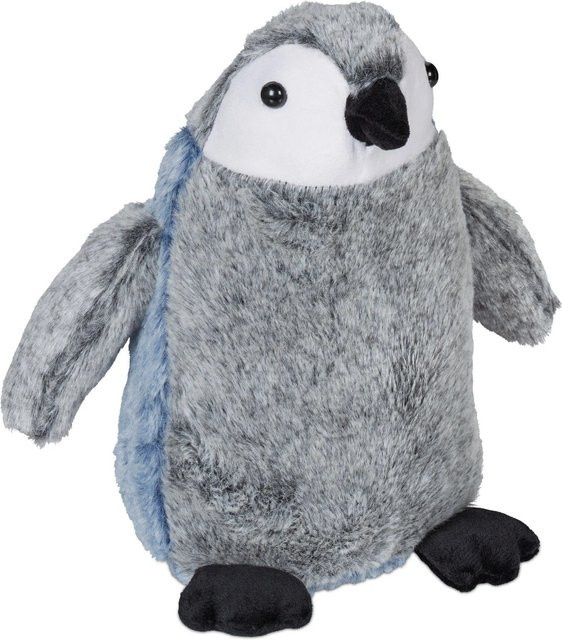 Relaxdays Türstopper Pinguin aus Polyester und Kunststoff in Grau, Blau, Weiß und Schwarz, B/T/H: 25 x 24 x 17 cm - Bild 1