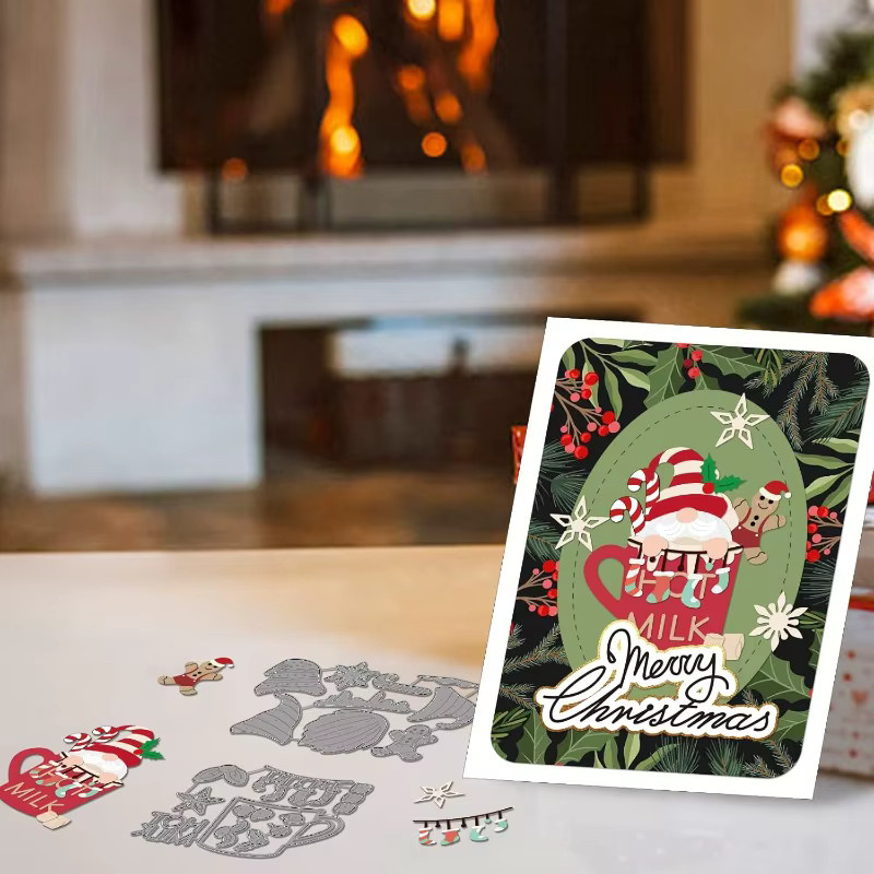 2er-Set Weihnachts-Gnome Metall-Stanztüllen aus Carbonstahl für DIY-Bastelarbeiten und Grußkarten - Bild 2
