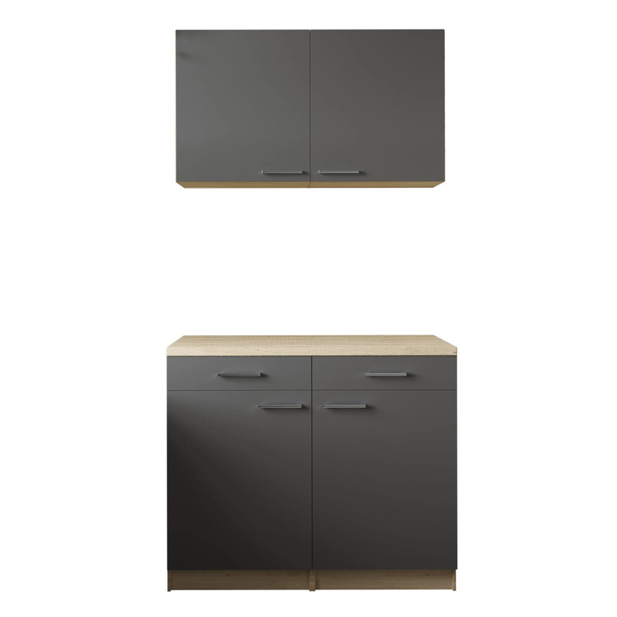 Respekta Küchenmöbel-Set Merle in Grau, moderne Anbauküche mit Soft-Close-Türen, Breite: 100,53 cm, Höhe: 200 cm, Tiefe: 60 cm - Bild 2