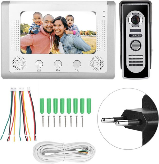 KONNWEI Video-Intercom Türtelefon mit 7 Zoll Farb-TFT-LCD-Bildschirm und IR-Nachtsicht in Silber - Bild 1