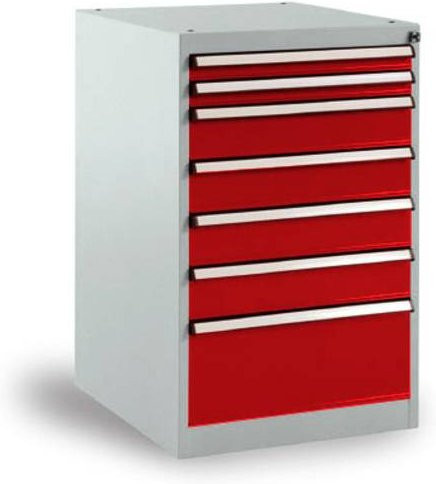 Manuflex BASETEC Stationärer Schubfachschrank SP1130.3003 in Rubinrot RAL 3003 mit 7 abschließbaren Schubfächern - Bild 1