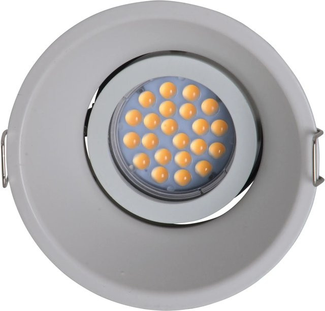 Näve LED-Einbauspot Taro rund in Silber und Weiß, 6 W, warmweiß, IP44, Durchmesser: 9,4 cm, Höhe: 10,0 cm - Bild 1