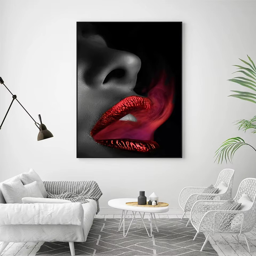 AZQSD Diamond Painting Lippen Motiv als Mosaik-Kunstwerk mit runden Steinen, Mehrfarbig, B x H: 30 x 40 cm - Bild 3
