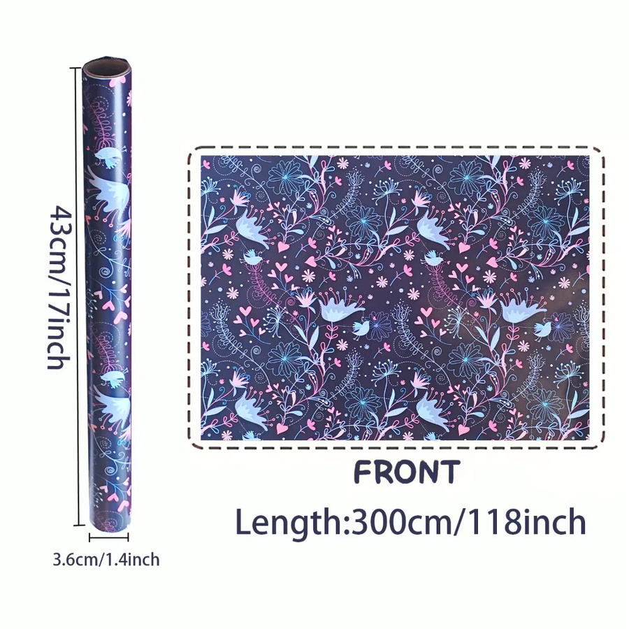 Elegante Geschenkpapierrolle für Scrapbooking und Partydekorationen, Breite: 43,18 cm, Länge: 299,72 cm - Bild 3