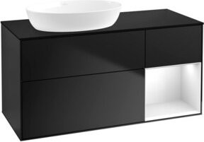 V&B Waschtischunterschrank Finion mit Wandbeleuchtung, Farbe: Weiß/Schwarz lackiert, Breite: 120 cm, Tiefe: 50,1 cm, Höhe: 50,1 cm - Bild 1