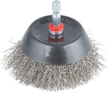 Wolfcraft Topf-Drahtbürste aus Edelstahl in Silber für den Winkelschleifer, Durchmesser: 75 mm - Bild 1