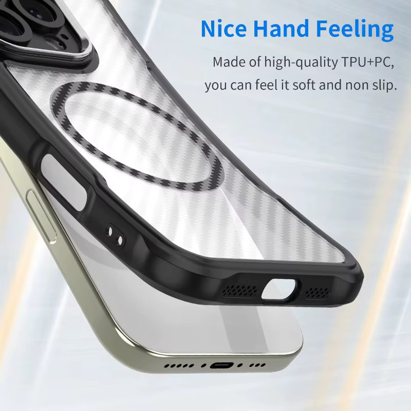 Luxus Slim PC Carbon Fiber Texture Magnetische Handyhülle für Samsung Galaxy S25 S24 FE Plus Ultra stoßfeste Anti-Drop Clear Case in Transparent und Schwarz - Bild 3