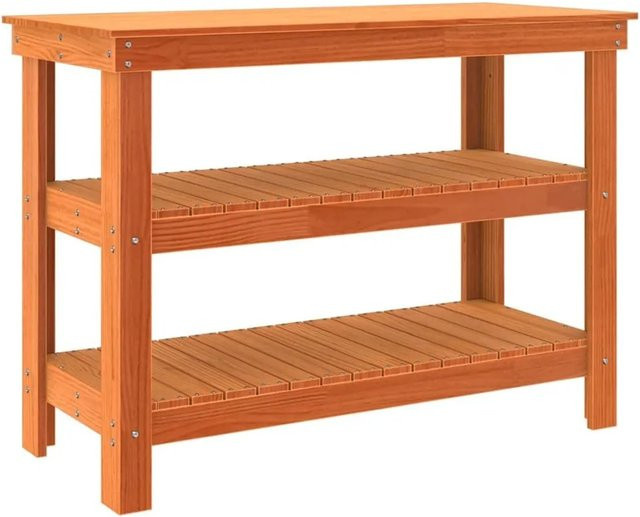 vidaXL Werkbank aus Massivholz Kiefer in Wachsbraun B/T/H: 110,5 x 50 x 80 cm - Bild 1