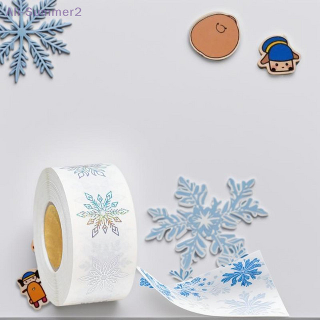 500 Stück transparente Schneeflocken-Etiketten als Weihnachtsaufkleber für Geschenke, Backwaren und Dekoration - Bild 1