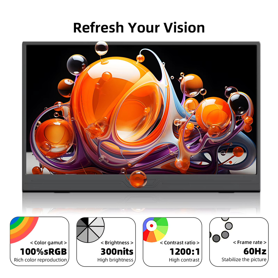 ZSUS 13 Zoll 4K UHD Tragbarer Monitor mit 60Hz in Schwarz für Laptop, PC, Smartphone und Konsolen - Bild 2