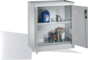 C+P Umwelt-Beistellschrank mit Drehtüren und 2 Wannenböden in Lichtgrau, H: 102,0 cm, B: 93,0 cm, T: 50,0 cm - Bild 1