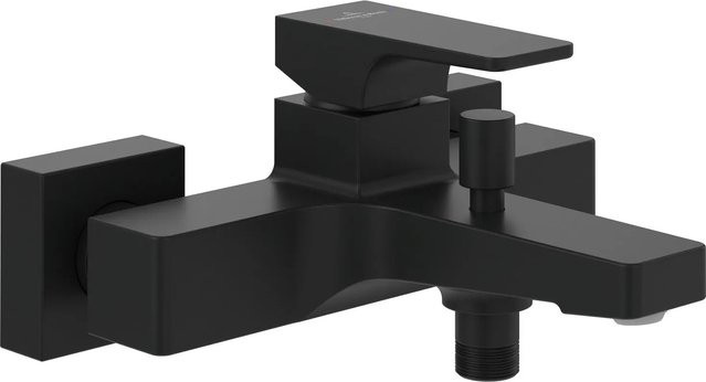 Villeroy & Boch Architectura Square Einhebel-Badewannenarmatur mit Umsteller, Wandmontage, Matt Black - Bild 1