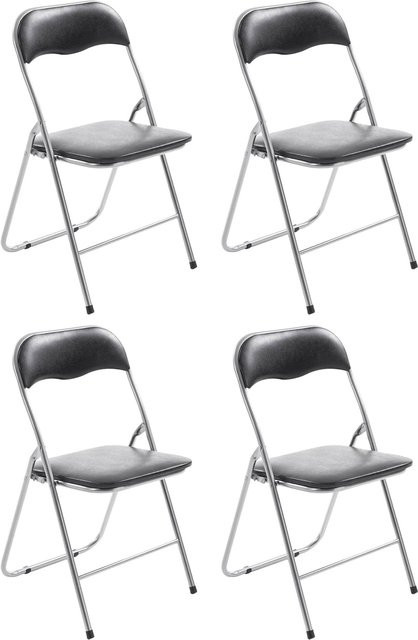 4er Set CLP Klappstühle Felix in Schwarz mit gepolstertem Kunstleder-Sitz und Metallgestell - Bild 1