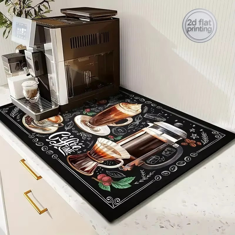 America Art Saugfähige Abtropfmatte mit Kaffee-Buchstaben-Druck für Küche und Badezimmer - Bild 3